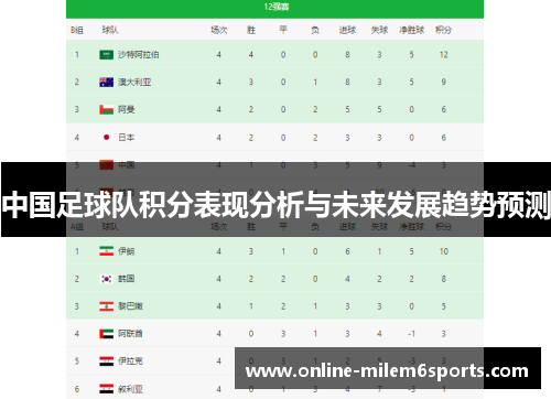 中国足球队积分表现分析与未来发展趋势预测